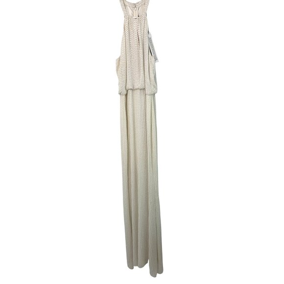 Parker Sequin White Halter Maxi Dress Size 4 $594 Slit Wedding Prom Formal NWT - Picture 6 of 16